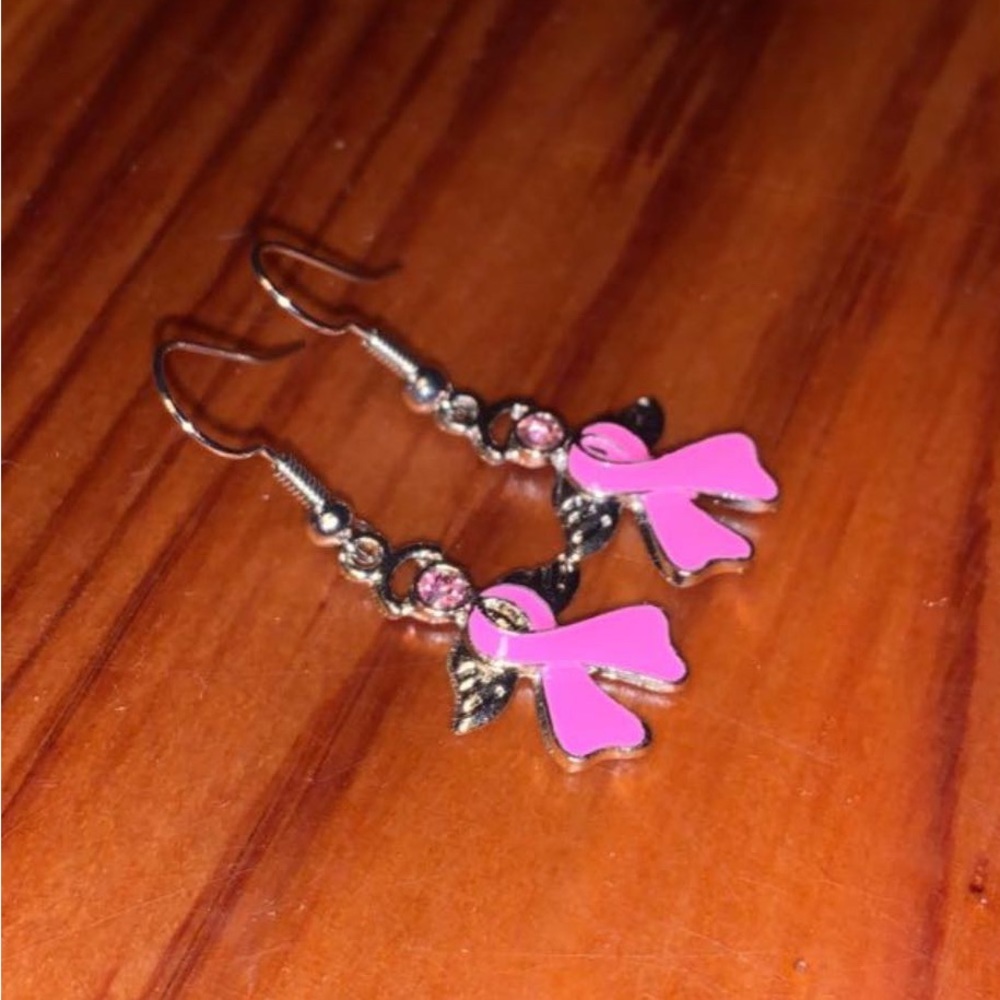 Breast cancer ribbon earrings